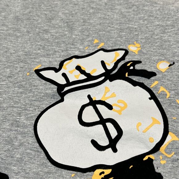 Daffy Duck Shirt Adult Large Gray Looney Tunes Despicible Money Bags Tee Men - Picture 5 of 12